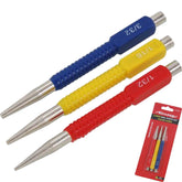 Neilsen 3pc Colour Coded Nail Punch Hand Mechanical Holes Drill Punches Set